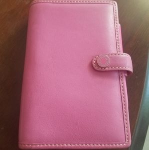 Pink Leather Coach travel size notebook!!